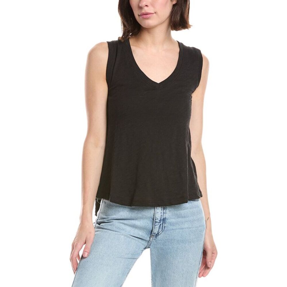 Atm Anthony Thomas Melillo Womens  Slub Jersey V-Neck Tank Top, Black